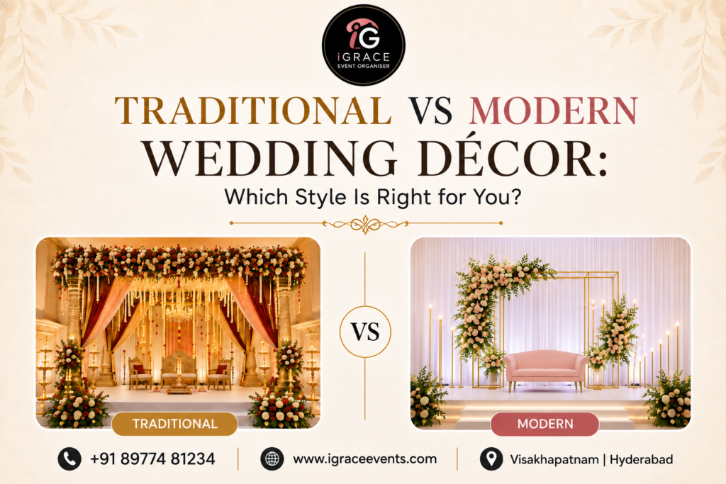 traditional vs modern wedding decor in vizag